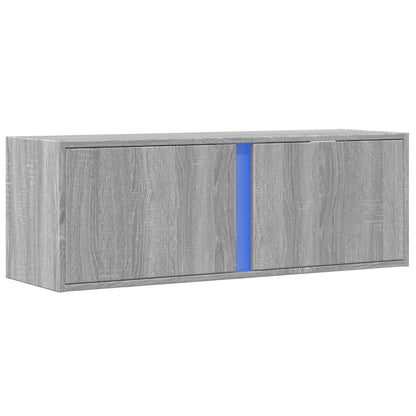 Mobile TV a Parete con Luci LED Grigio Sonoma 100x31x35 cm