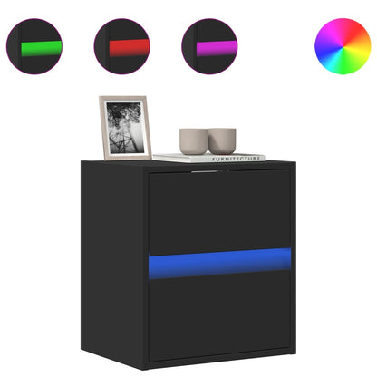 Mobile TV a Parete con Luci LED Nero 41x31x45 cm - homemem39