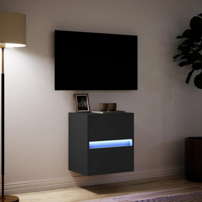 Mobile TV a Parete con Luci LED Nero 41x31x45 cm - homemem39