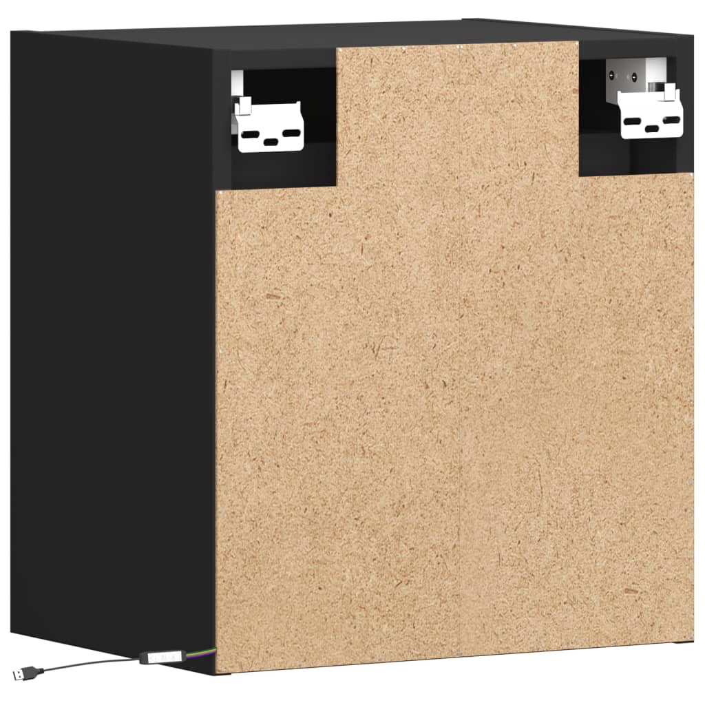 Mobili TV a Parete con Luci LED 2pz Neri 41x31x45 cm - homemem39