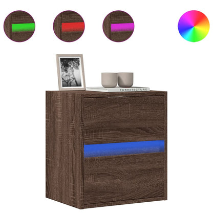 Mobile TV a Parete con Luci LED Rovere Marrone 41x31x45 cm - homemem39