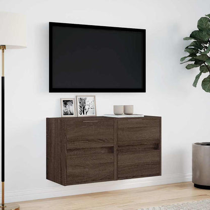 Mobili TV a Parete con Luci LED 2pz Rovere Marrone 41x31x45 cm