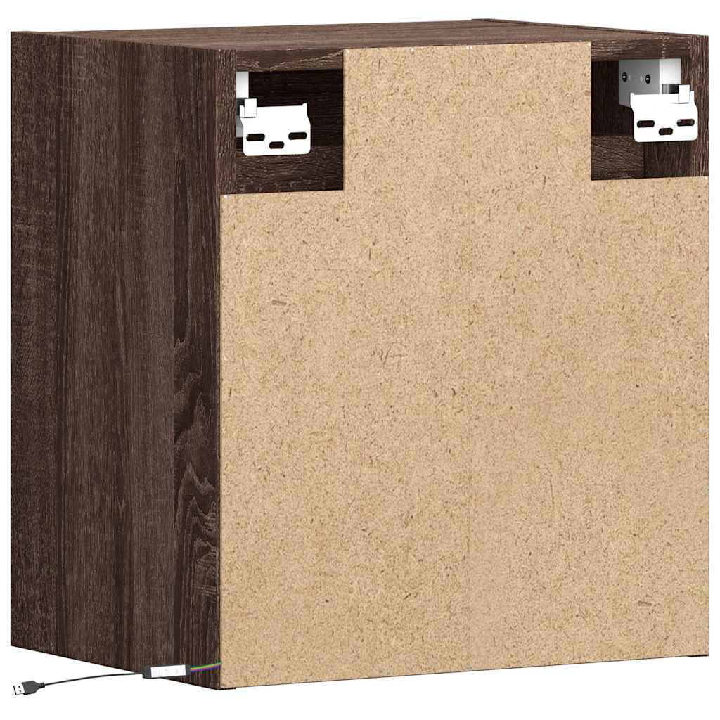 Mobili TV a Parete con Luci LED 2pz Rovere Marrone 41x31x45 cm
