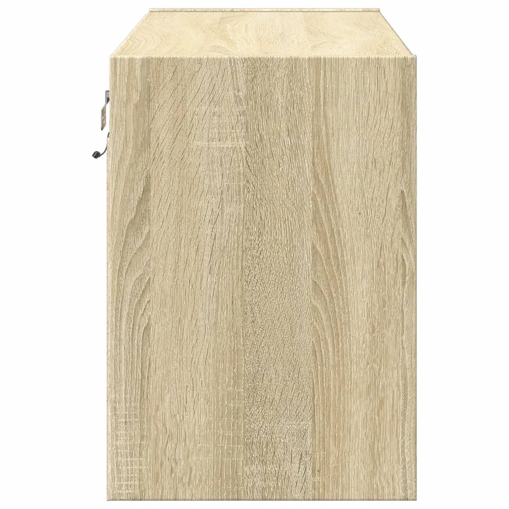Mobile TV a Parete con Luci LED Rovere Sonoma 80x31x45 cm - homemem39