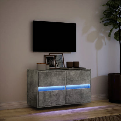 Mobile TV a Parete con Luci LED Grigio Cemento 80x31x45 cm - homemem39