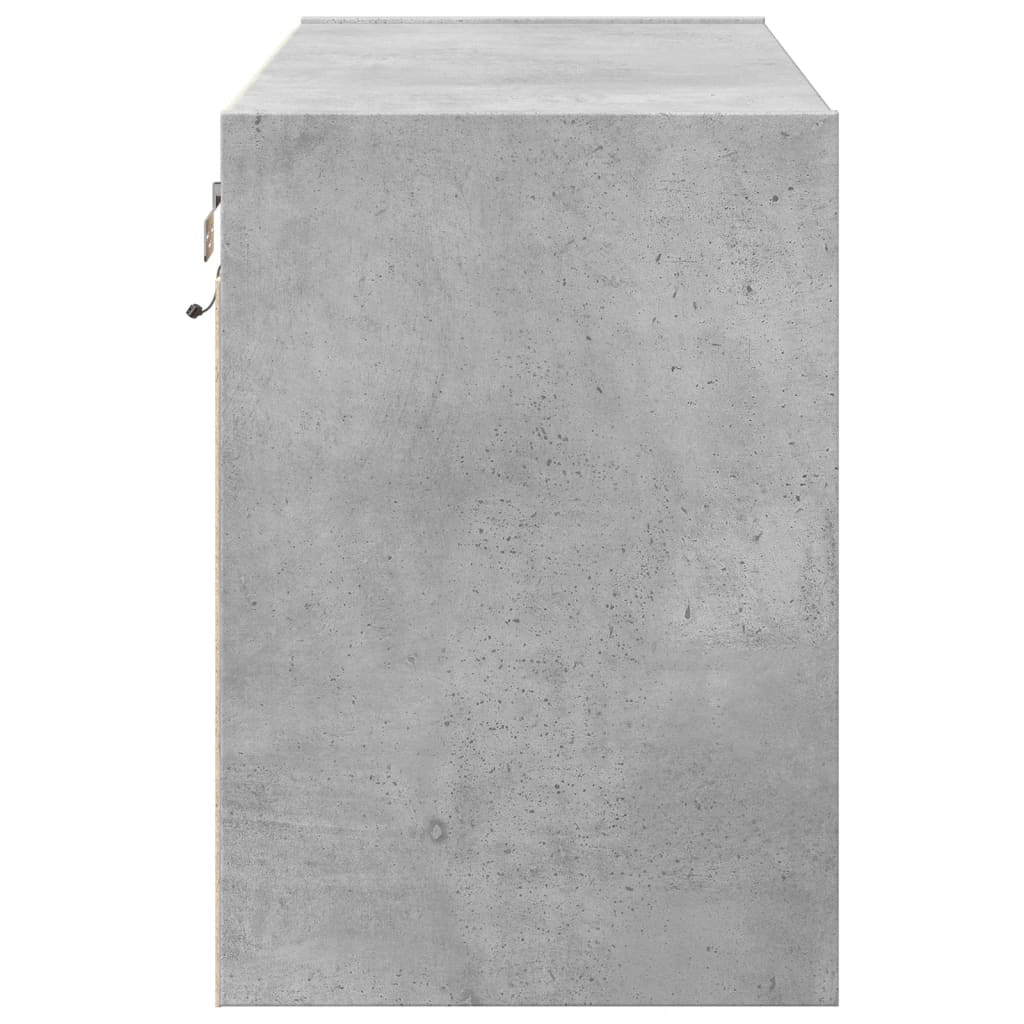 Mobile TV a Parete con Luci LED Grigio Cemento 80x31x45 cm - homemem39