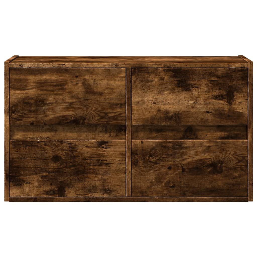 Mobile TV a Parete con Luci LED Rovere Fumo 80x31x45 cm - homemem39