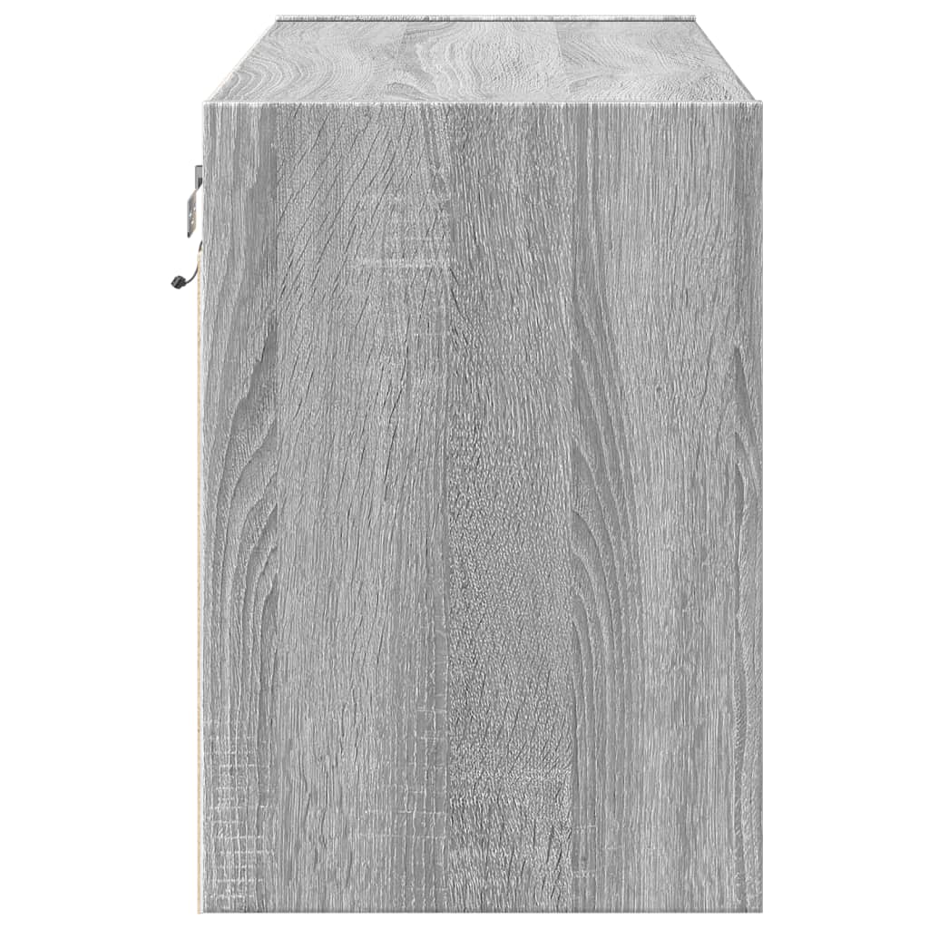 Mobile TV a Parete con Luci LED Grigio Sonoma 80x31x45 cm - homemem39