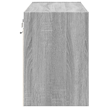 Mobile TV a Parete con Luci LED Grigio Sonoma 80x31x45 cm - homemem39