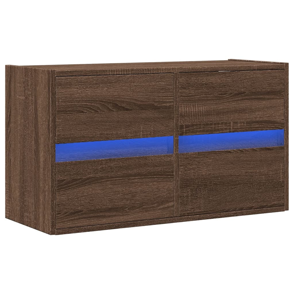 Mobile TV a Parete con Luci LED Rovere Marrone 80x31x45 cm - homemem39