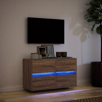 Mobile TV a Parete con Luci LED Rovere Marrone 80x31x45 cm - homemem39