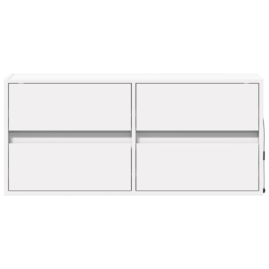 Mobile TV a Parete con Luci LED Bianco 100x31x45 cm - homemem39