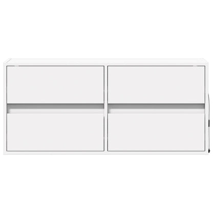 Mobile TV a Parete con Luci LED Bianco 100x31x45 cm - homemem39