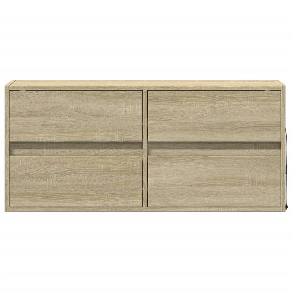 Mobile TV a Parete con Luci LED Rovere Sonoma 100x31x45 cm - homemem39