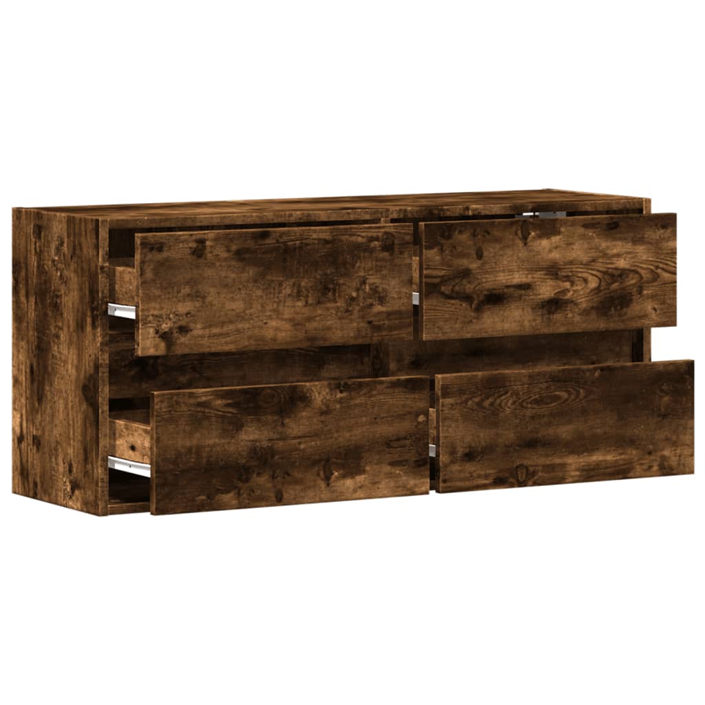 Mobile TV a Parete con Luci LED Rovere Fumo 100x31x45 cm - homemem39