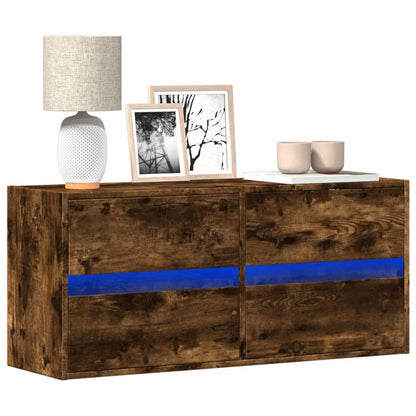 Mobile TV a Parete con Luci LED Rovere Fumo 100x31x45 cm - homemem39