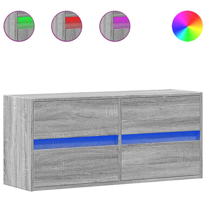 Mobile TV a Parete con Luci LED Grigio Sonoma 100x31x45 cm - homemem39