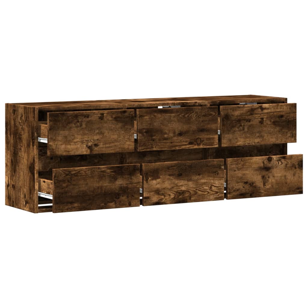 Mobile TV a Parete con Luci LED Rovere Fumo 130x31x45 cm - homemem39