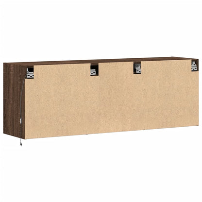 Mobile TV a Parete con Luci LED Rovere Marrone 130x31x45 cm - homemem39