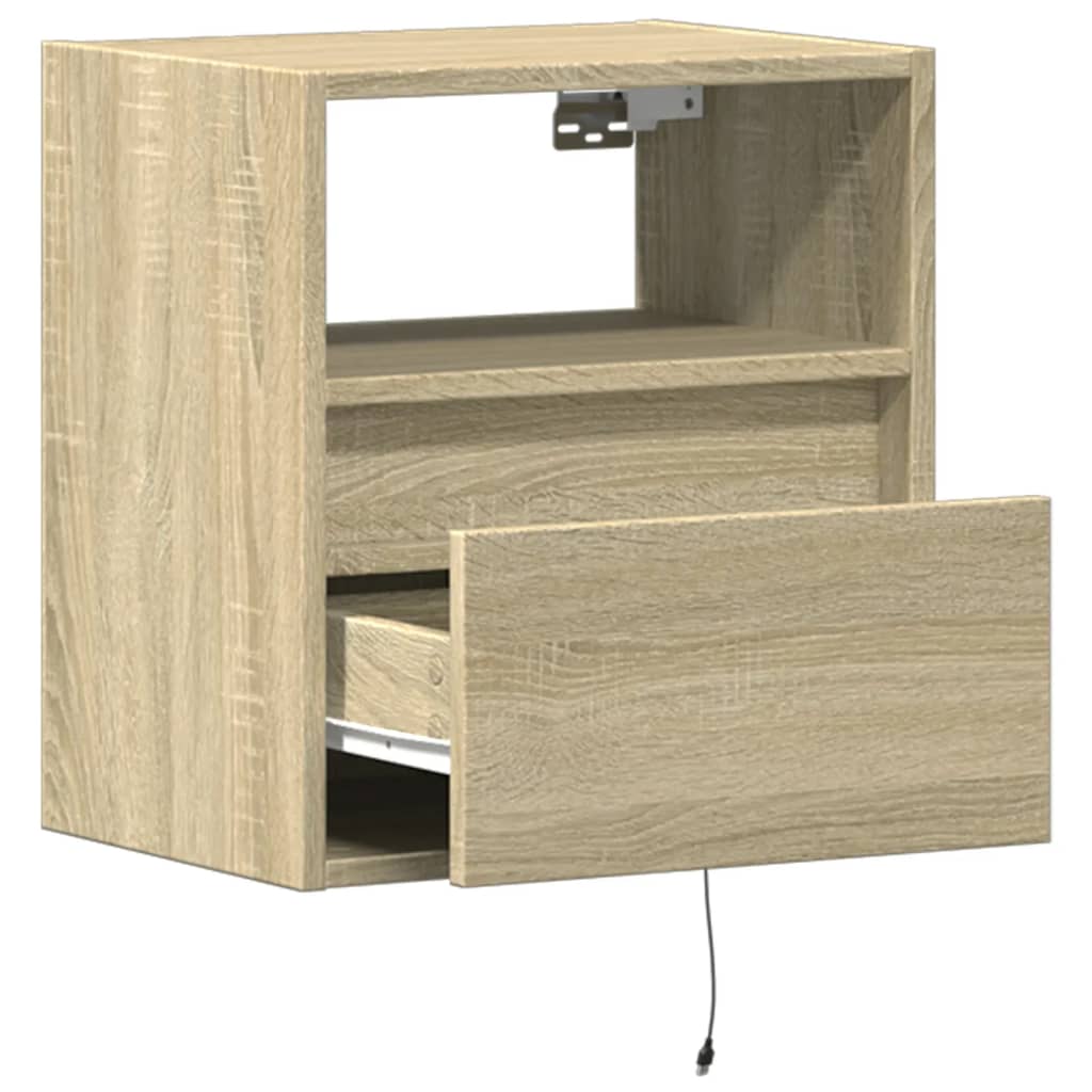 Mobile TV a Parete con Luci LED Rovere Sonoma 41x31x45 cm - homemem39