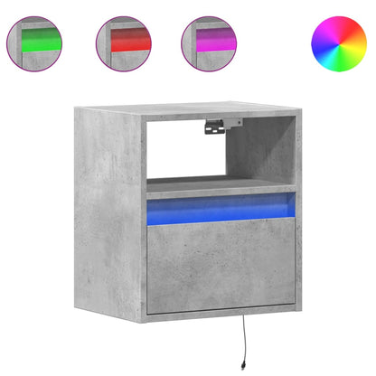 Mobile TV a Parete con Luci LED Grigio Cemento 41x31x45 cm