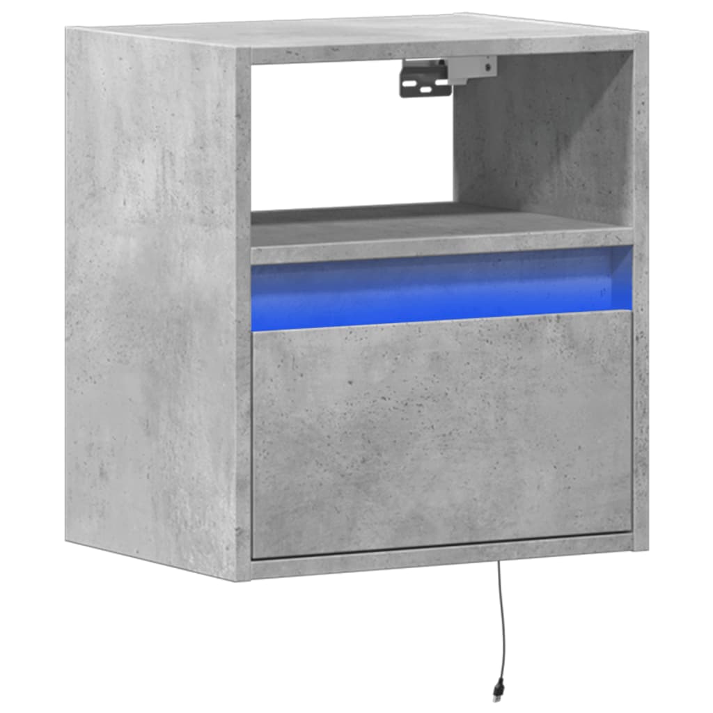 Mobile TV a Parete con Luci LED Grigio Cemento 41x31x45 cm