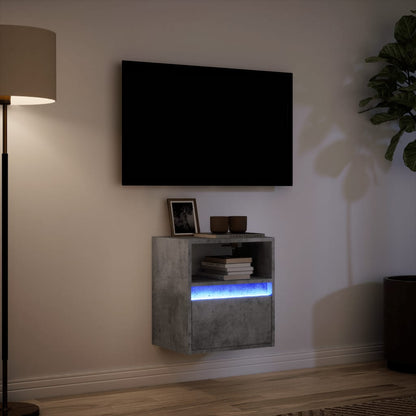 Mobile TV a Parete con Luci LED Grigio Cemento 41x31x45 cm