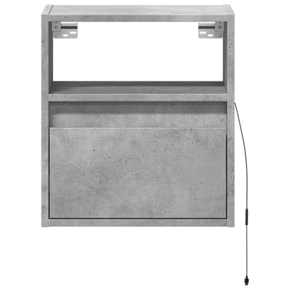 Mobile TV a Parete con Luci LED Grigio Cemento 41x31x45 cm