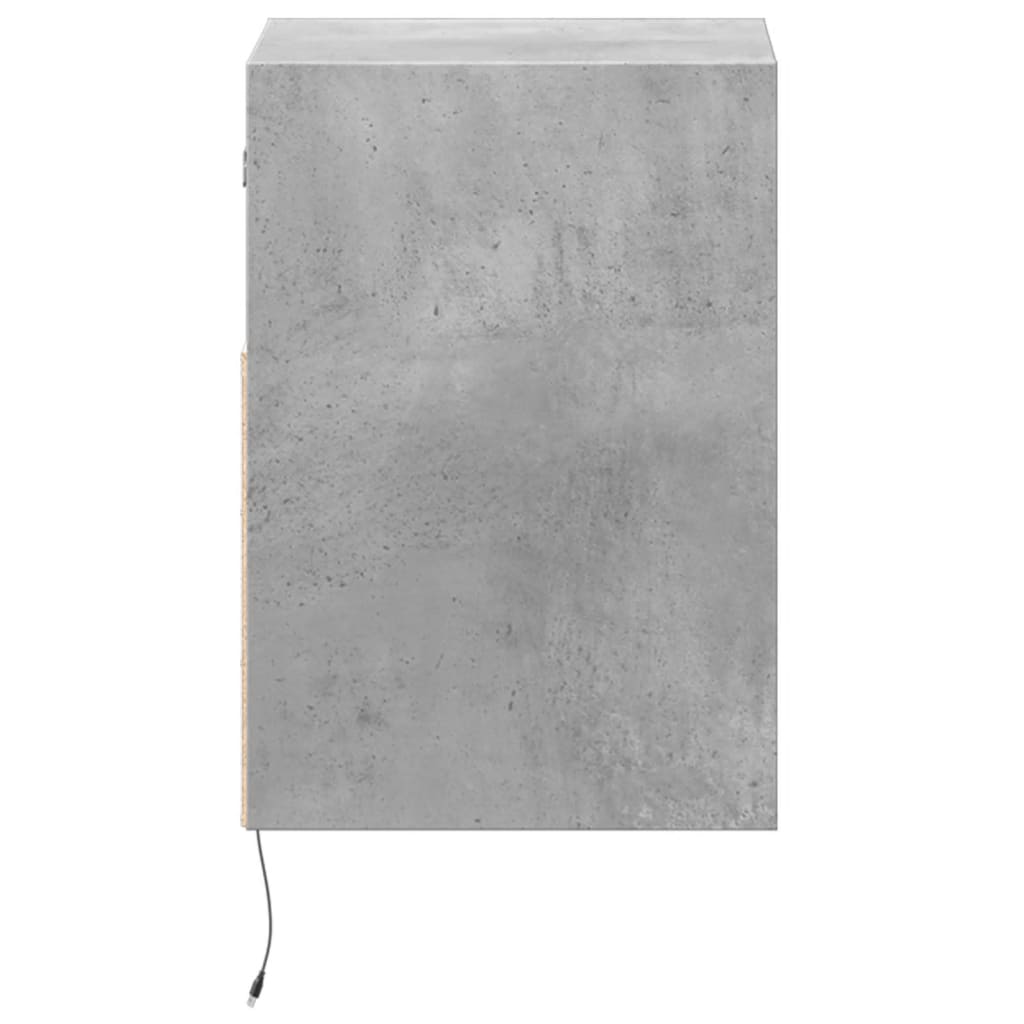 Mobile TV a Parete con Luci LED Grigio Cemento 41x31x45 cm