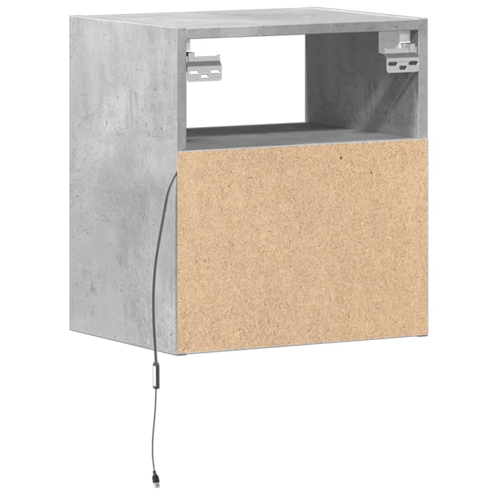Mobile TV a Parete con Luci LED Grigio Cemento 41x31x45 cm