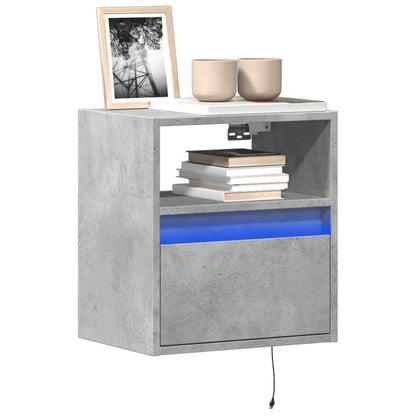 Mobile TV a Parete con Luci LED Grigio Cemento 41x31x45 cm