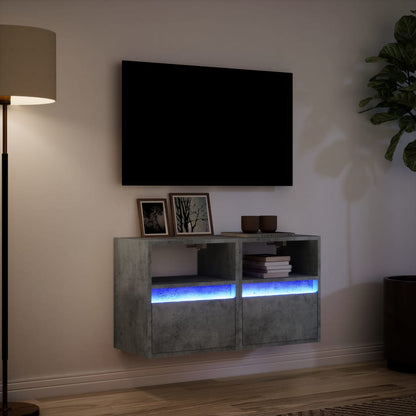 Mobili TV a Parete con Luci LED 2pz Grigio Cemento 41x31x45 cm - homemem39