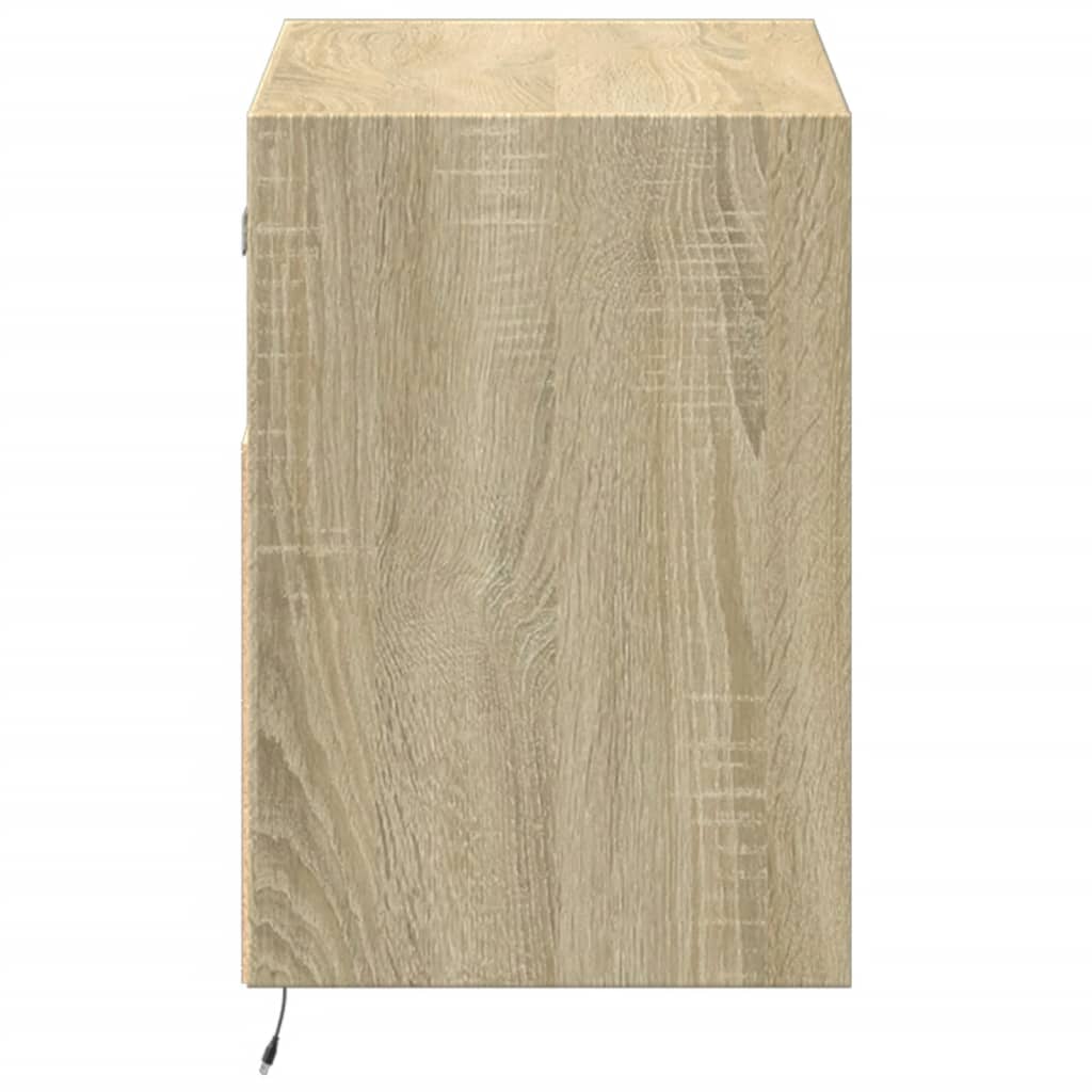 Mobile TV a Parete con Luci LED Rovere Sonoma 80x31x45 cm - homemem39