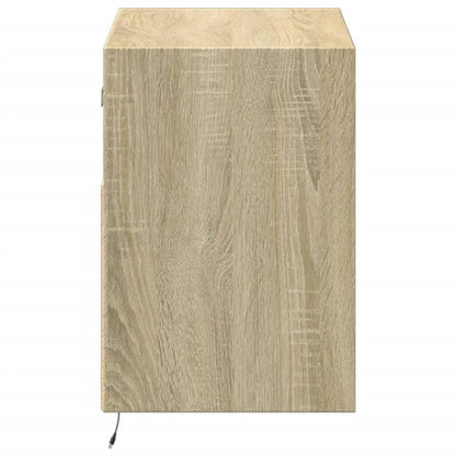 Mobile TV a Parete con Luci LED Rovere Sonoma 80x31x45 cm - homemem39