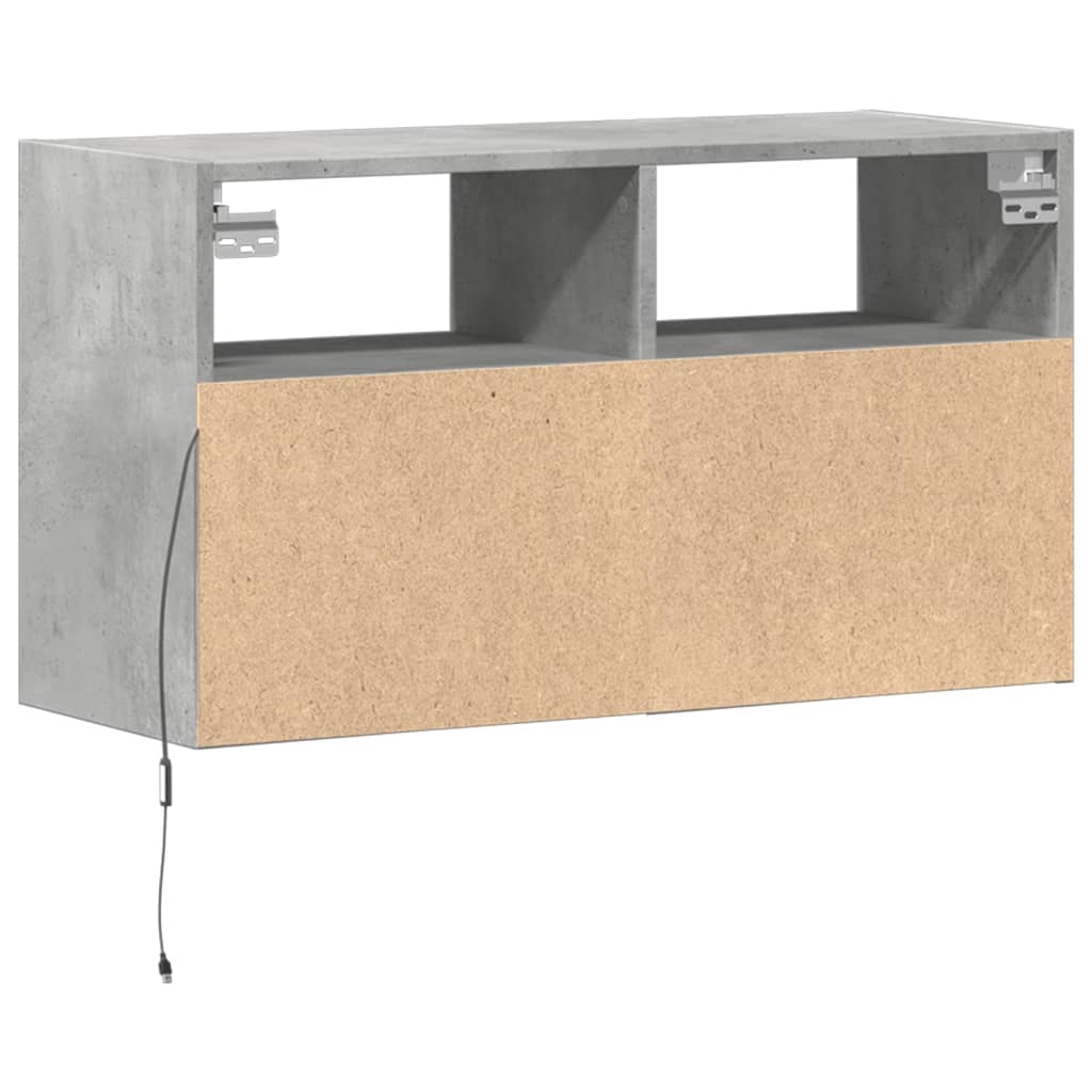 Mobile TV a Parete con Luci LED Grigio Cemento 80x31x45 cm