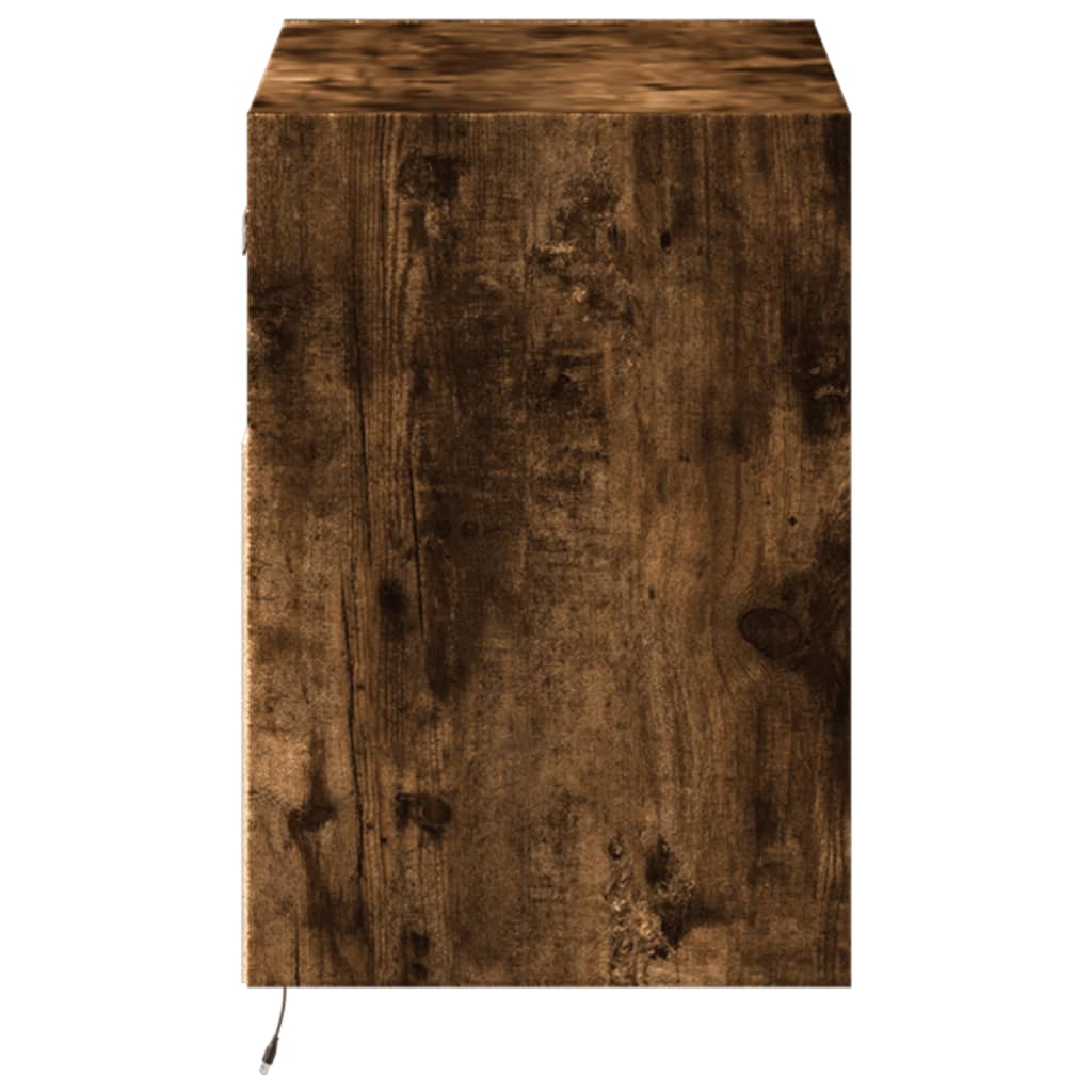 Mobile TV a Parete con Luci LED Rovere Fumo 80x31x45 cm | homemem39