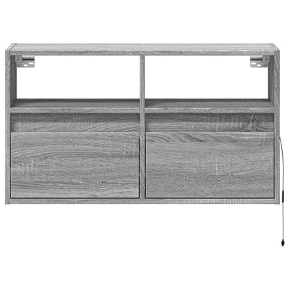 Mobile TV a Parete con Luci LED Grigio Sonoma 80x31x45 cm