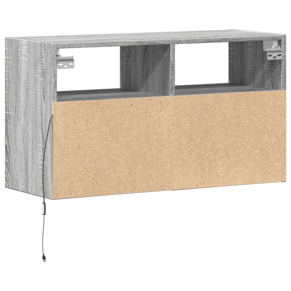 Mobile TV a Parete con Luci LED Grigio Sonoma 80x31x45 cm | homemem39