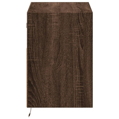 Mobile TV a Parete con Luci LED Rovere Marrone 80x31x45 cm