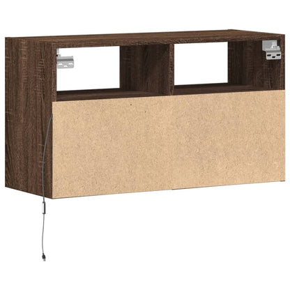 Mobile TV a Parete con Luci LED Rovere Marrone 80x31x45 cm | homemem39