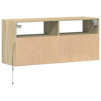 Mobile TV a Parete con Luci LED Rovere Sonoma 100x31x45 cm - homemem39