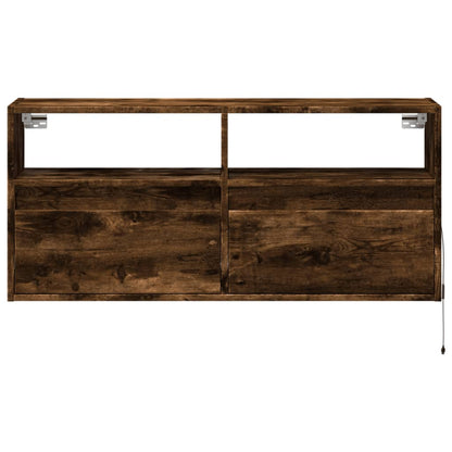 Mobile TV a Parete con Luci LED Rovere Fumo 100x31x45 cm