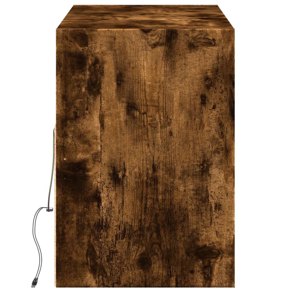 Mobile TV a Parete con Luci LED Rovere Fumo 130x31x45 cm - homemem39