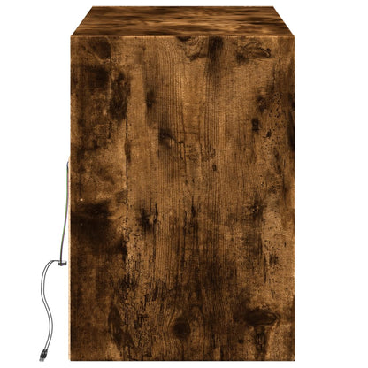 Mobile TV a Parete con Luci LED Rovere Fumo 130x31x45 cm - homemem39