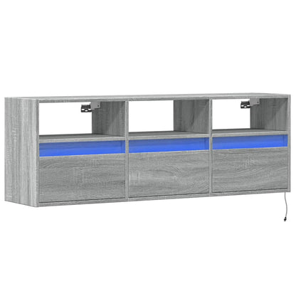 Mobile TV a Parete con Luci LED Grigio Sonoma 130x31x45 cm