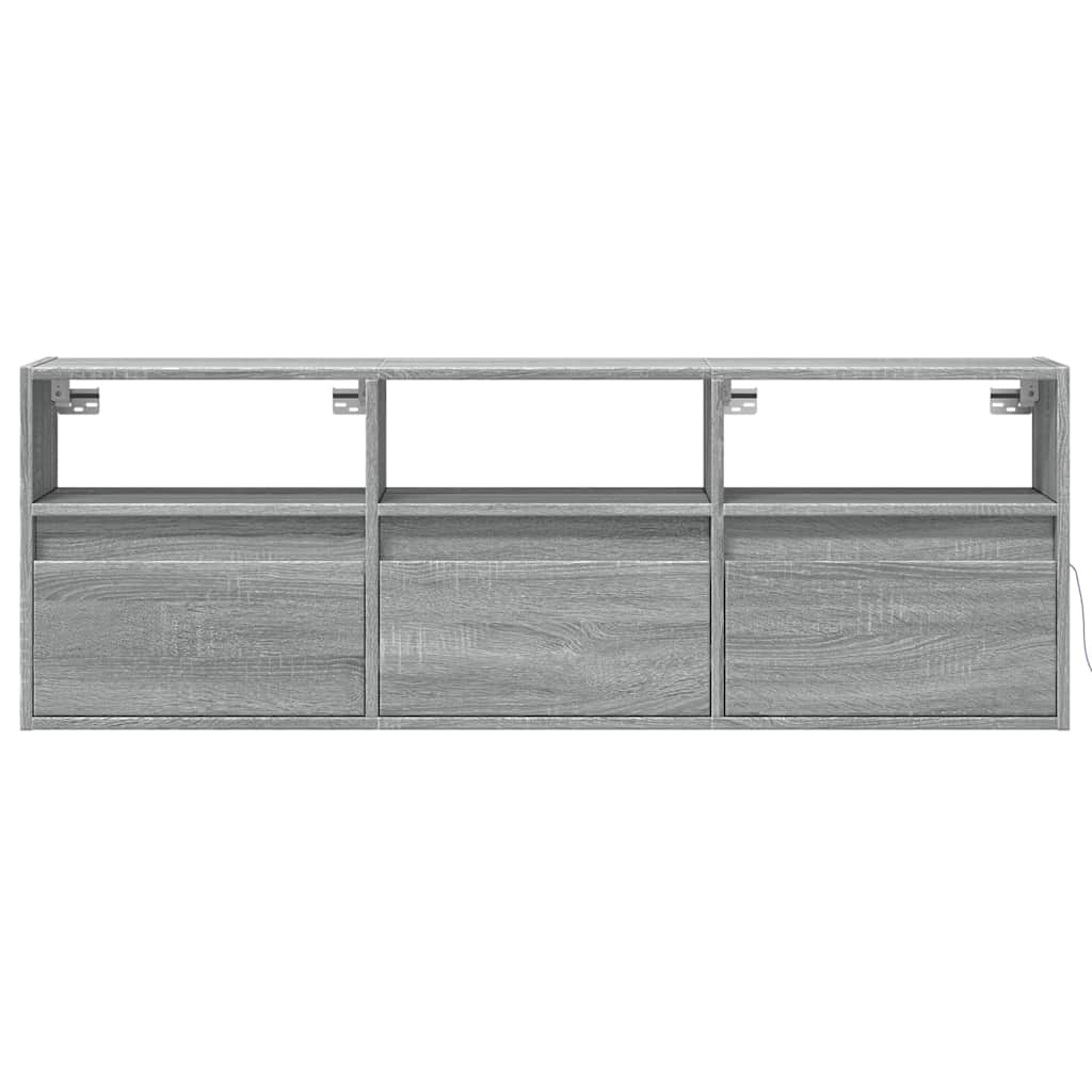 Mobile TV a Parete con Luci LED Grigio Sonoma 130x31x45 cm