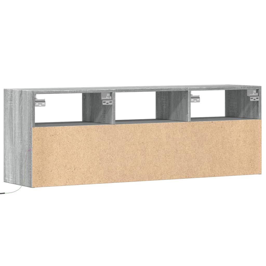 Mobile TV a Parete con Luci LED Grigio Sonoma 130x31x45 cm - homemem39