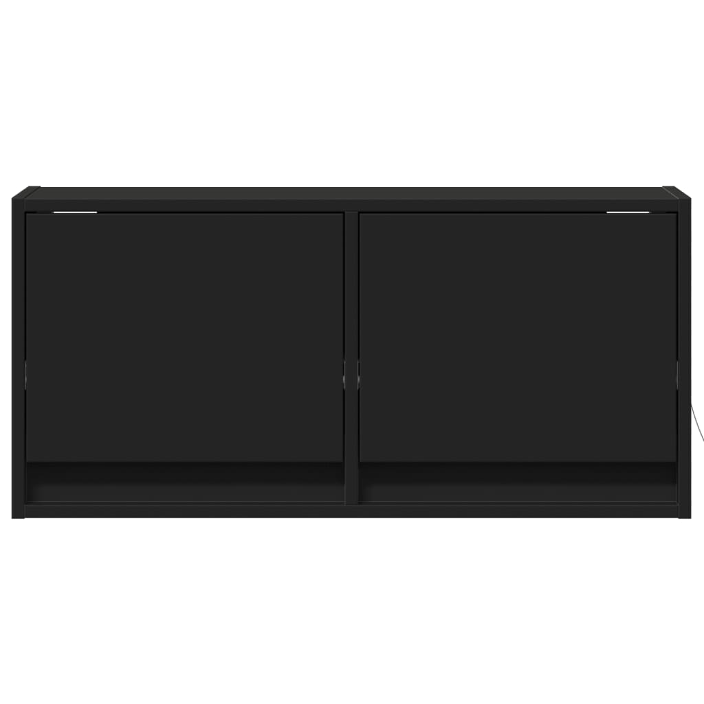 Mobile TV a Parete con Luci LED Nero 80x31x35 cm | homemem39