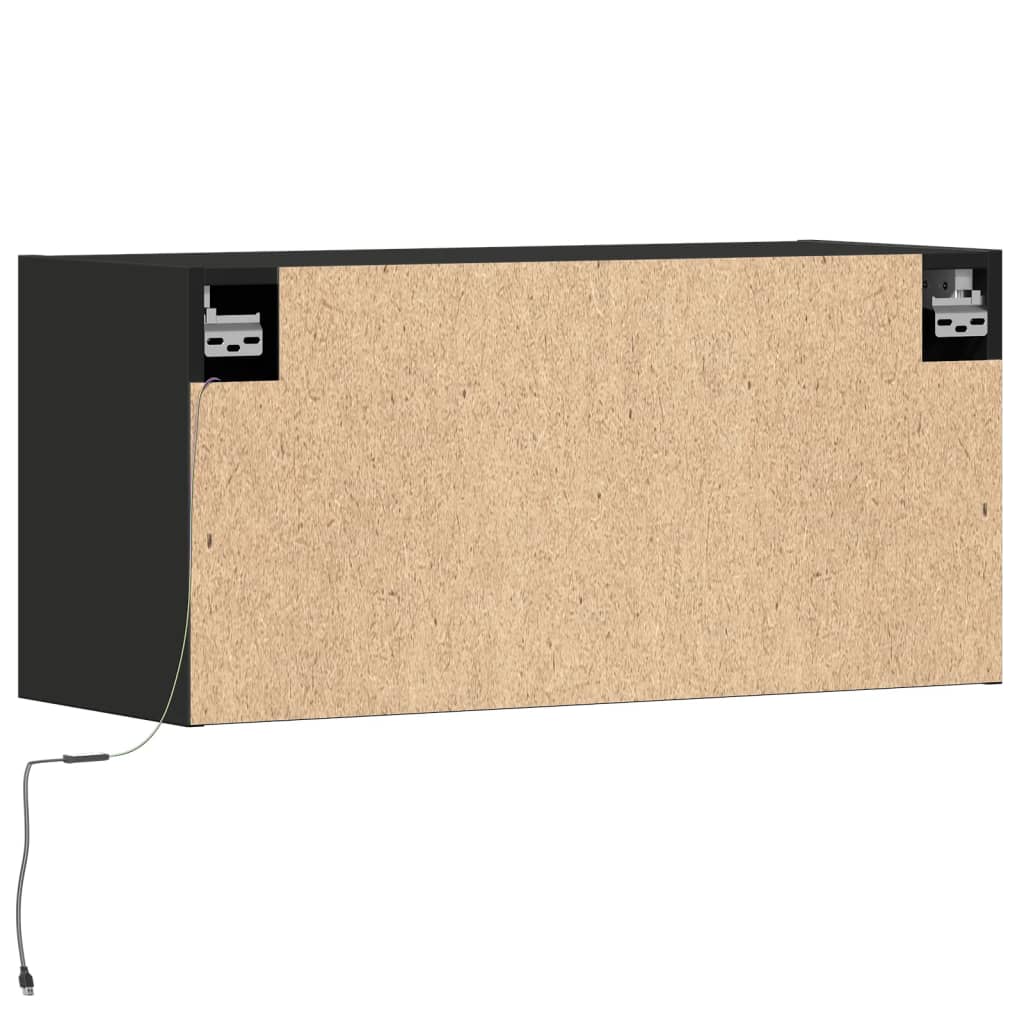 Mobile TV a Parete con Luci LED Nero 80x31x35 cm | homemem39