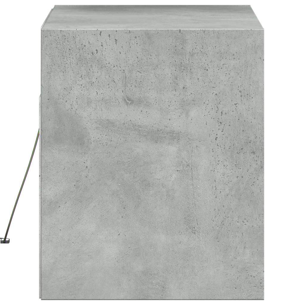 Mobile TV a Parete con Luci LED Grigio Cemento 80x31x35 cm - homemem39